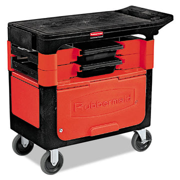 Rubbermaid® Commercial Locking Trades Cart, 330-lb Capacity, Two-shelf, 19.25w X 38d X 33.38h, Black freeshipping - TVN Wholesale